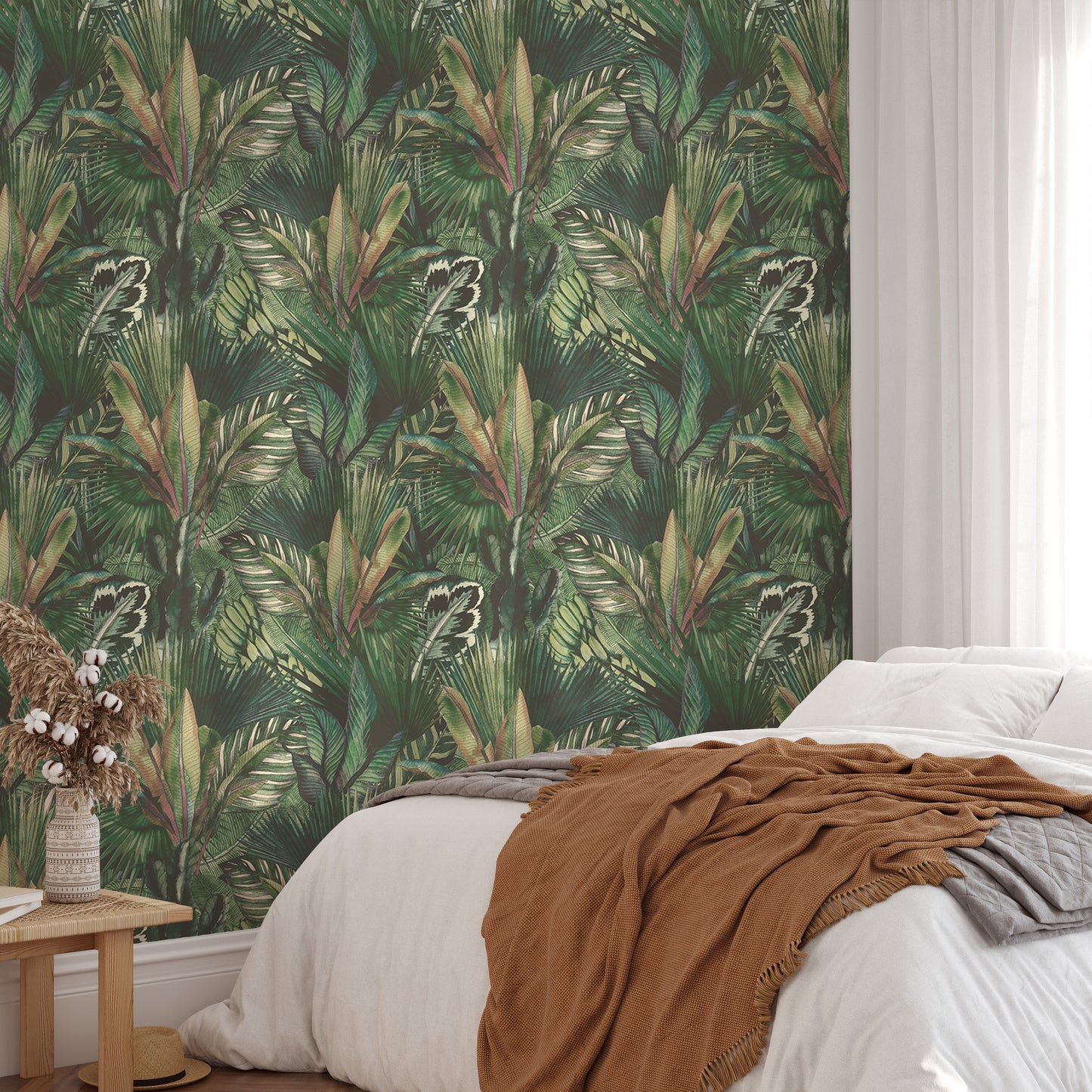 Watercolor Tropical Leaves Seamless Pattern Wallpaper