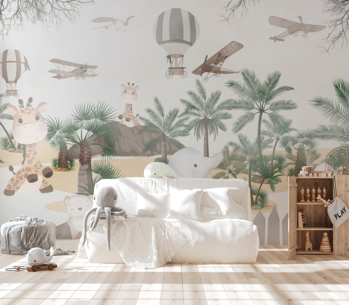 Cute Animal Safari Wallpaper Mural for an adventurous look