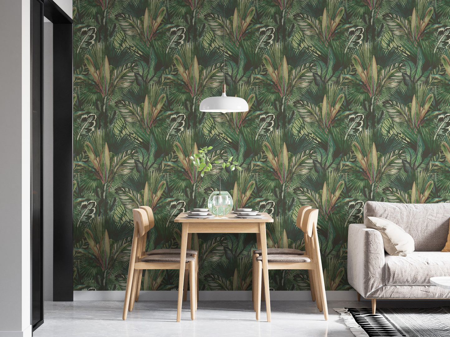 Watercolor Tropical Leaves Seamless Pattern Wallpaper