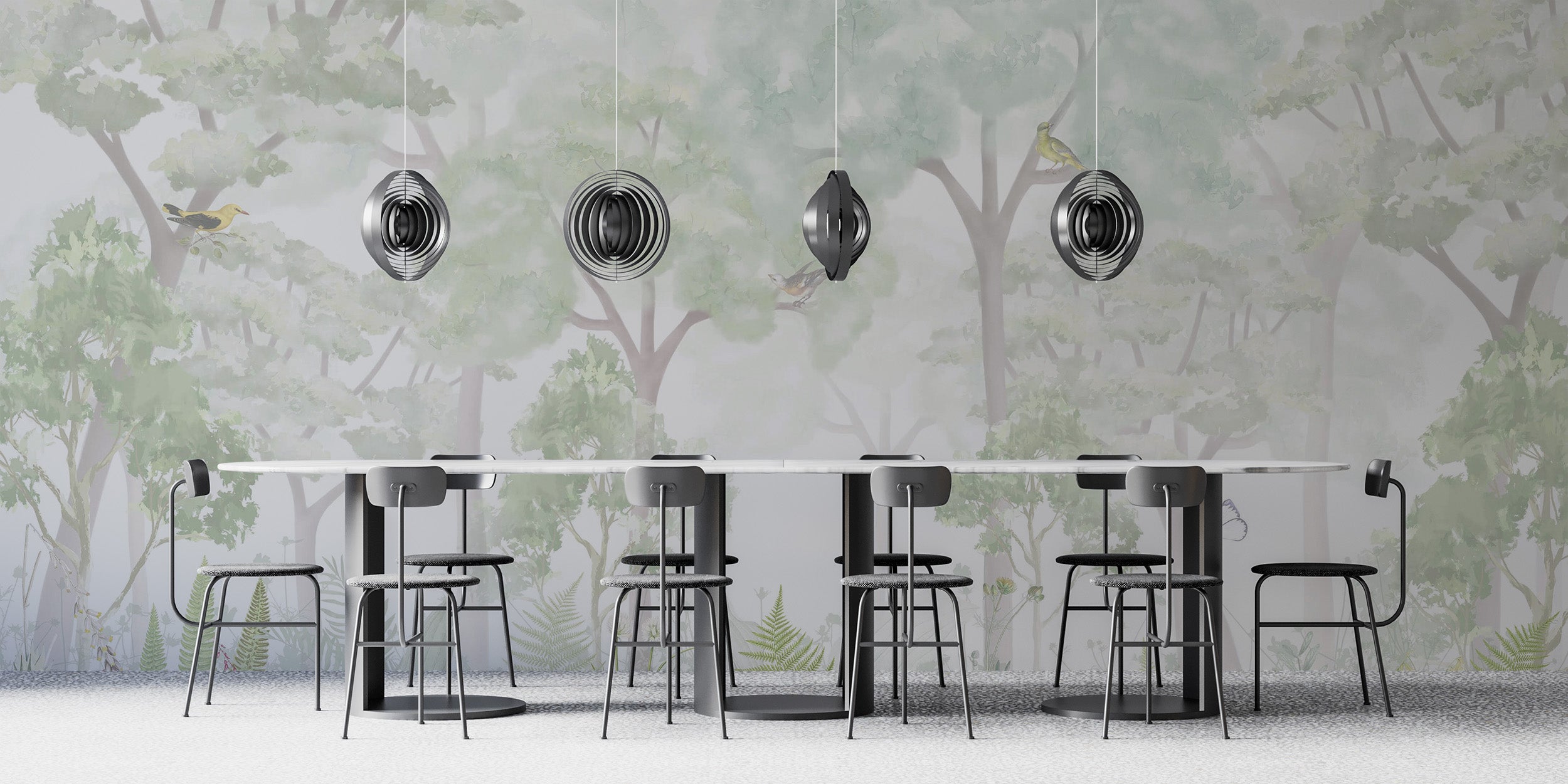 Peaceful woodland mural for a serene room design
