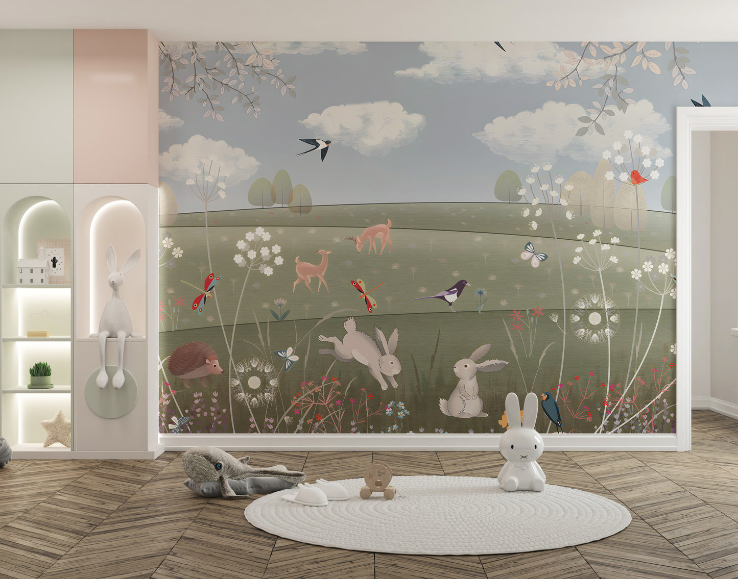 Whimsical Wonders Storybook Meadow Mural