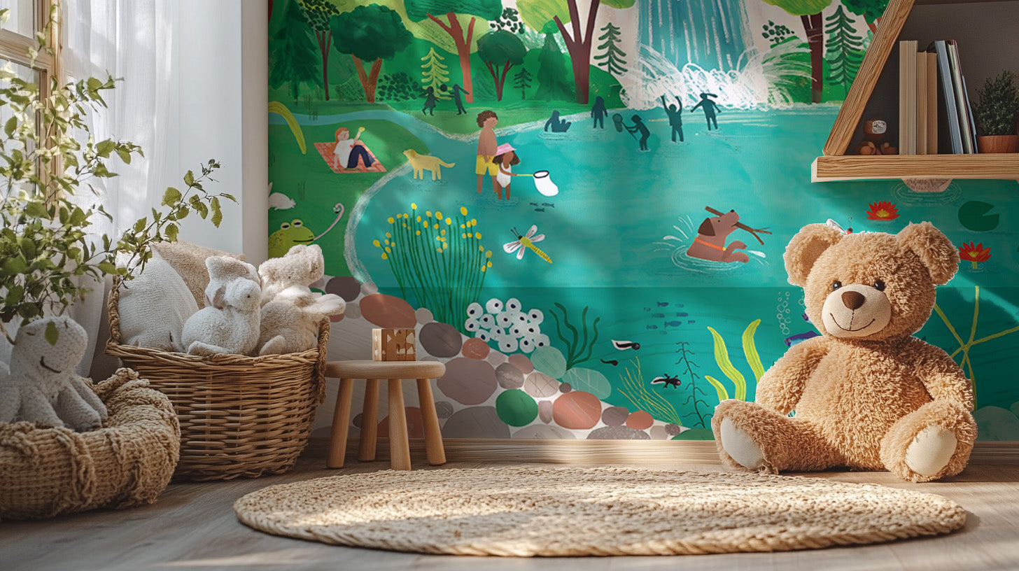 Sunny Picnic Kids Wallpaper Mural for a fun space