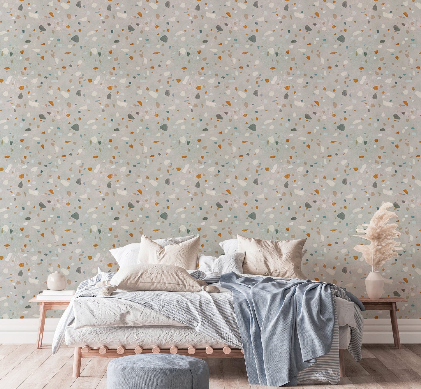 Mid Century Modern Natural Classic Terrazzo Wallpaper