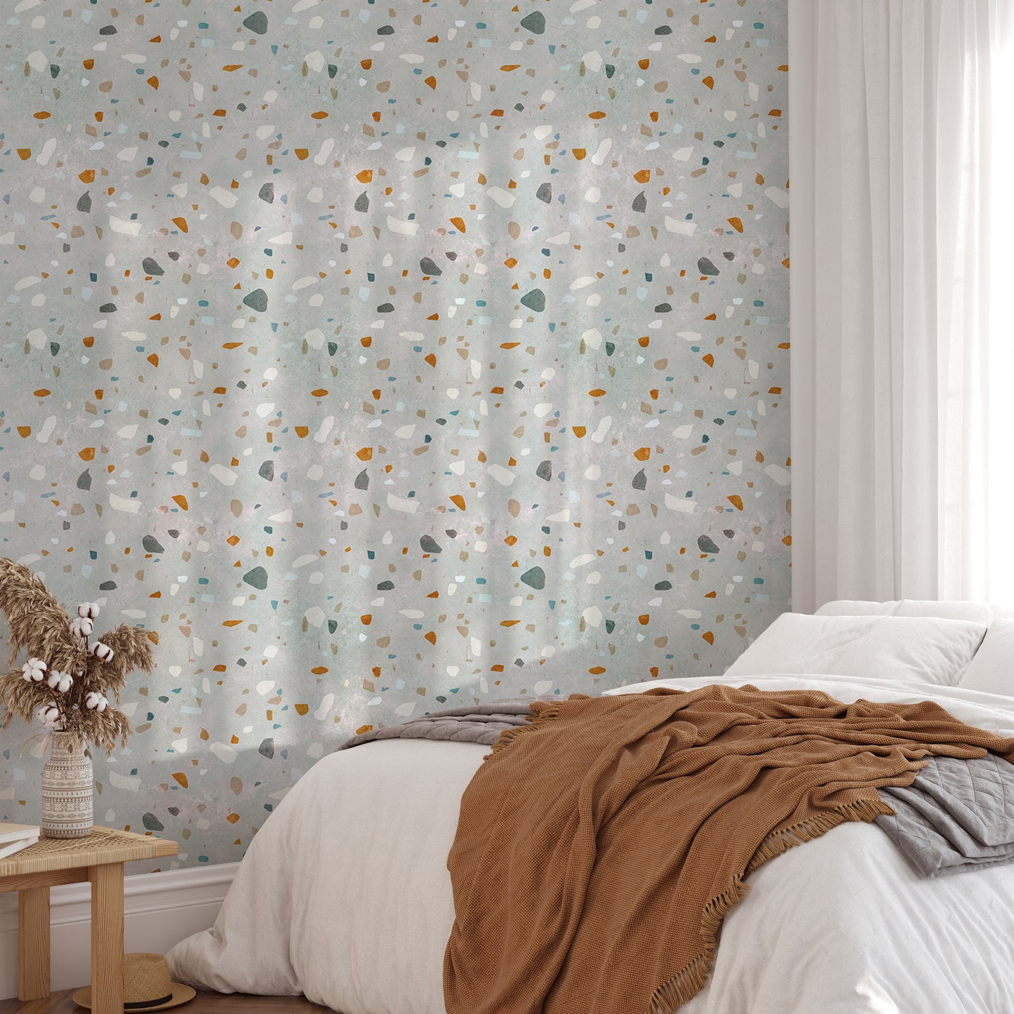 Mid Century Modern Natural Classic Terrazzo Wallpaper