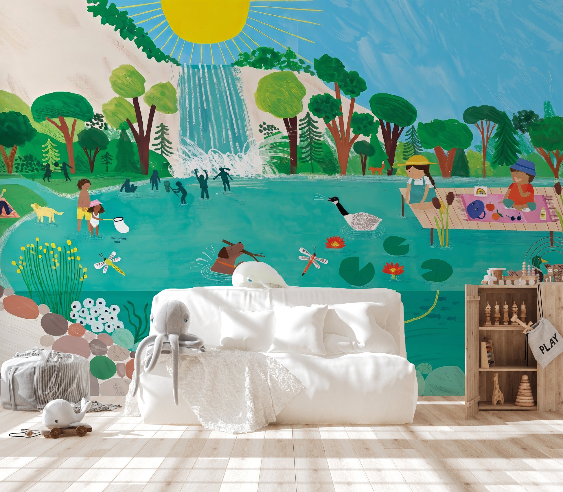 Sunny Picnic Kids Wallpaper Mural for cheerful decor