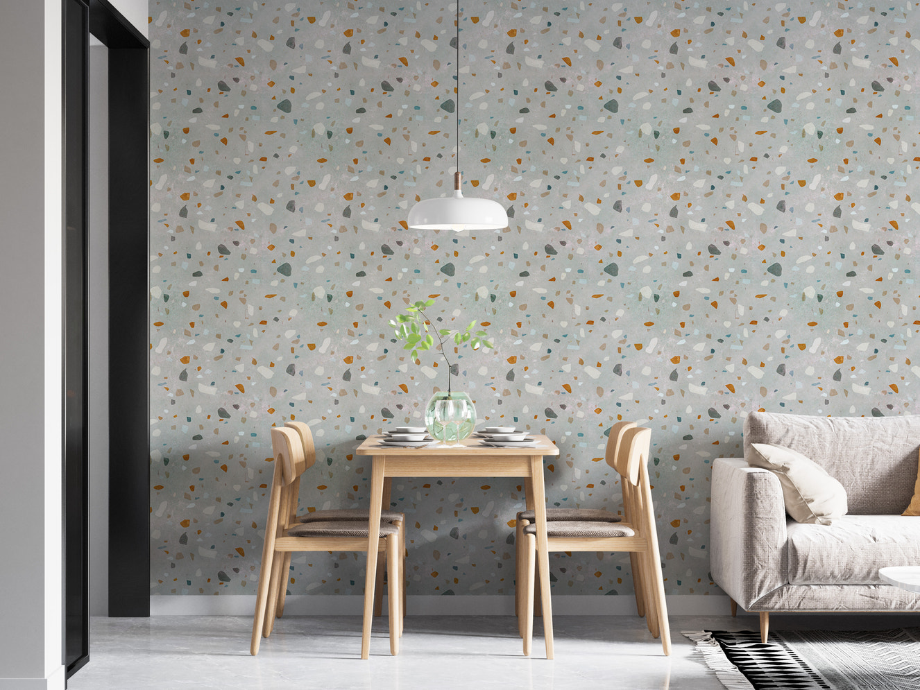 Mid Century Modern Natural Classic Terrazzo Wallpaper