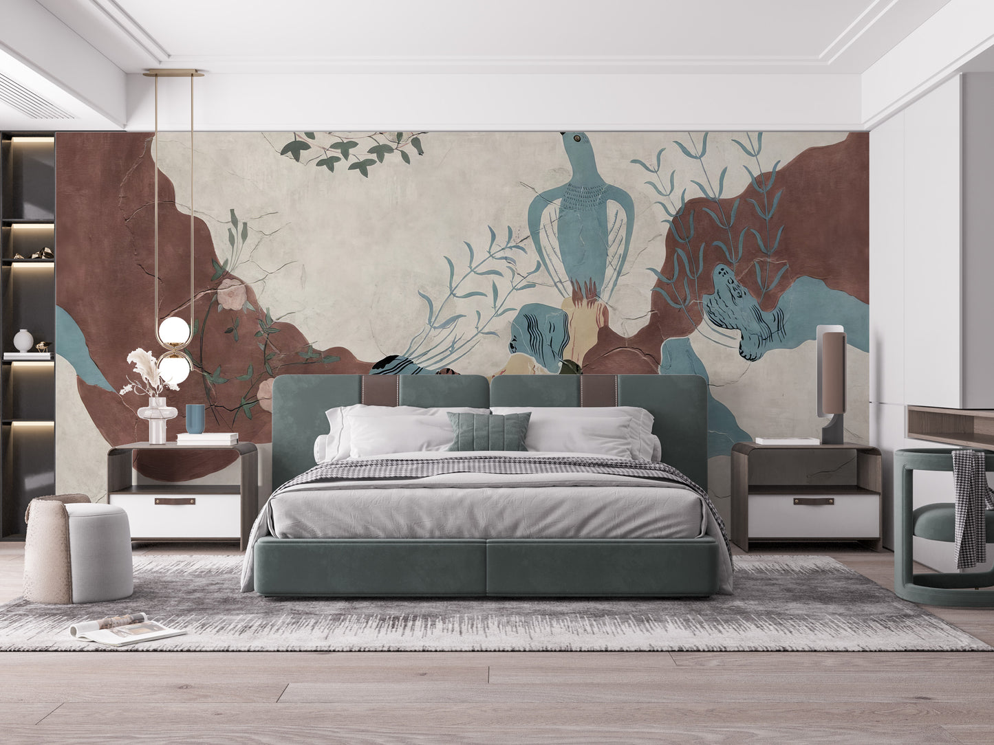 Vintage abstract wallpaper mural for sophisticated decor