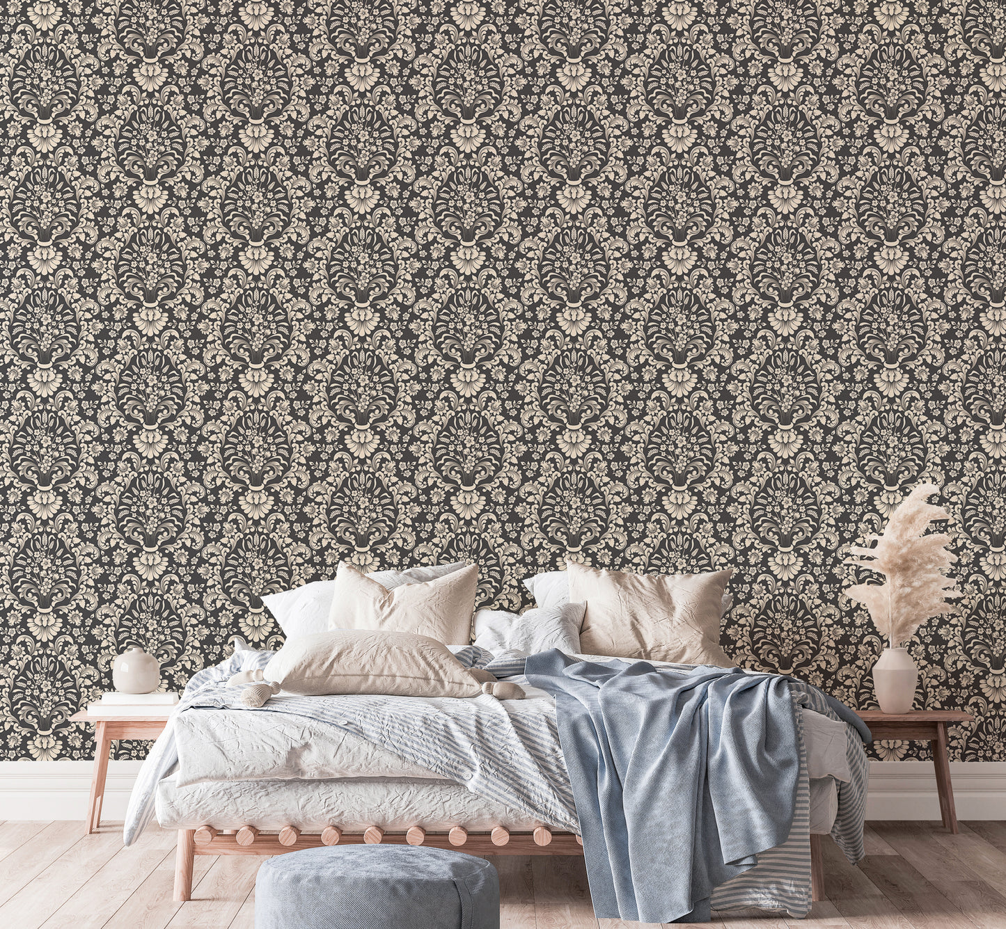 Timeless luxury wallpaper with classic damask design