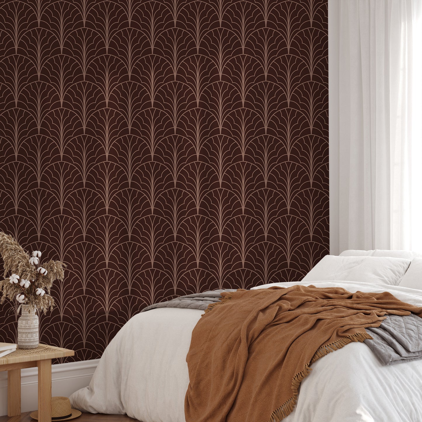 Sophisticated red wine modern art deco wallpaper