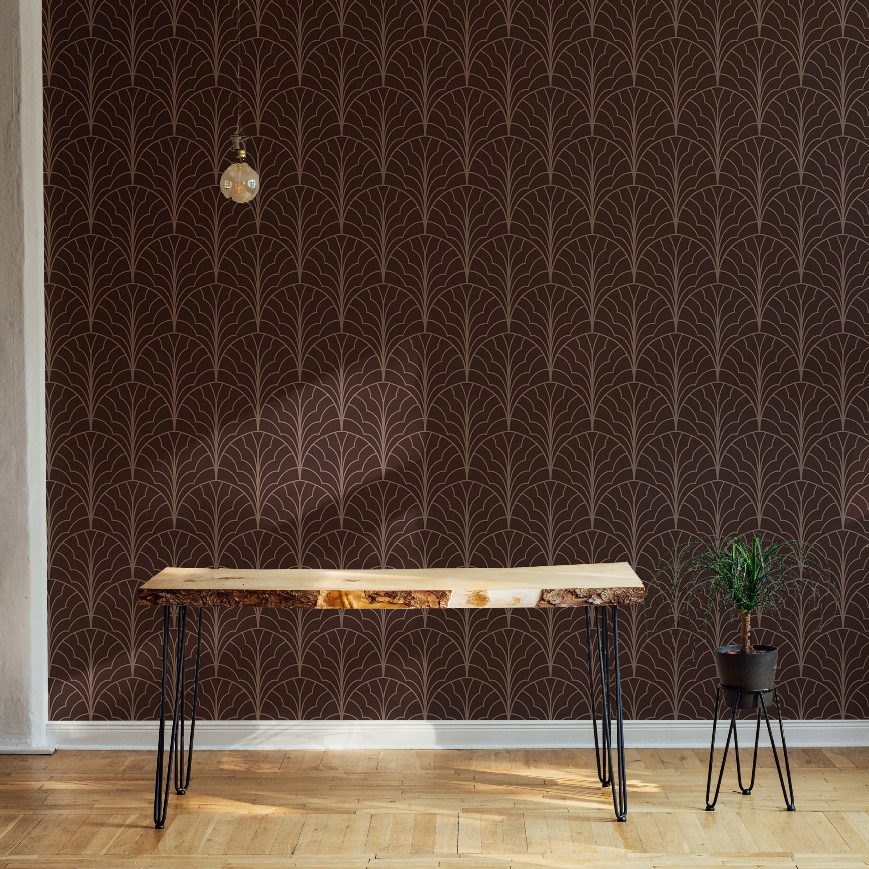 Red art deco wallpaper perfect for modern interiors