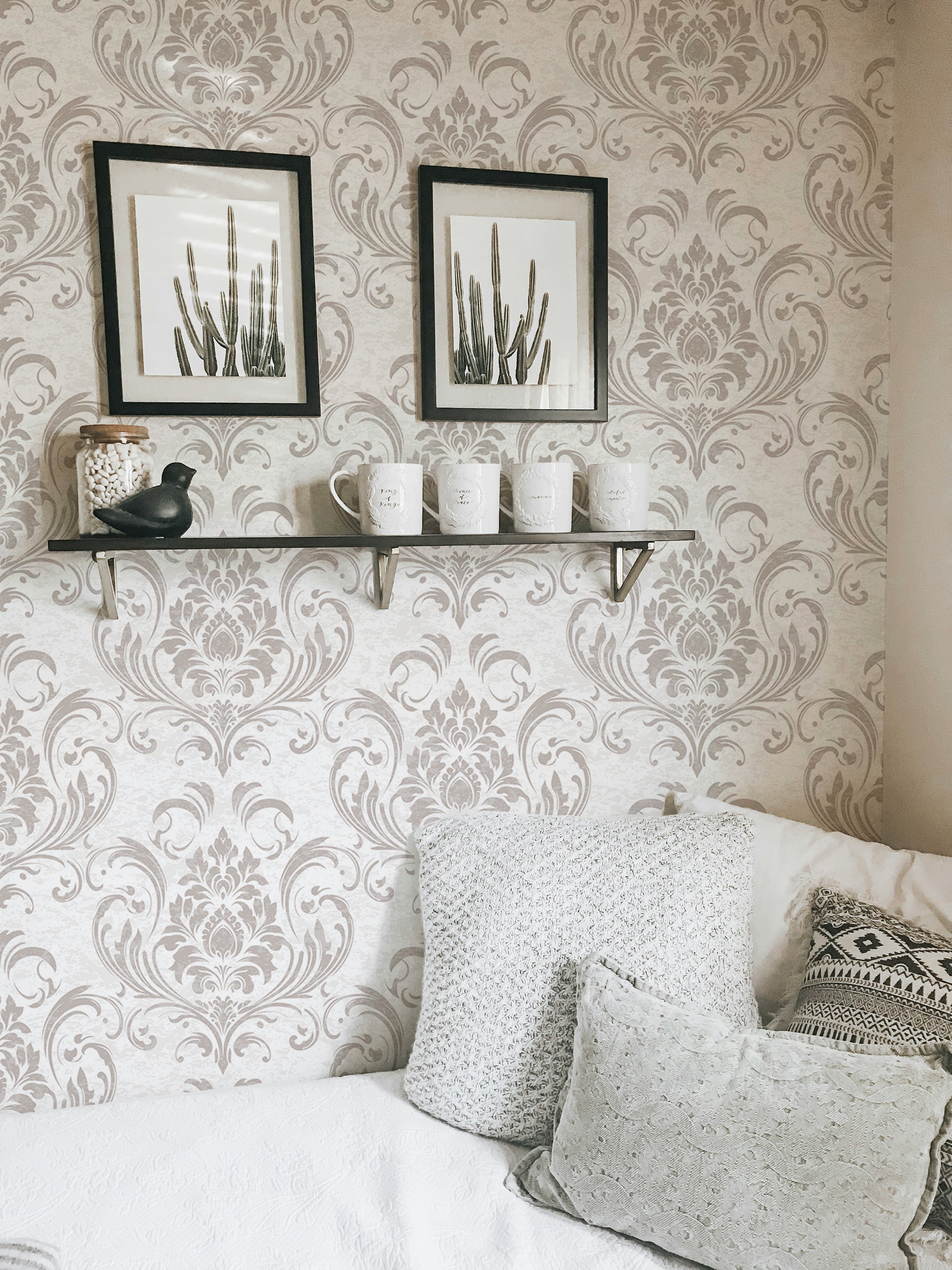 Classic damask wallpaper with luxurious retro appeal