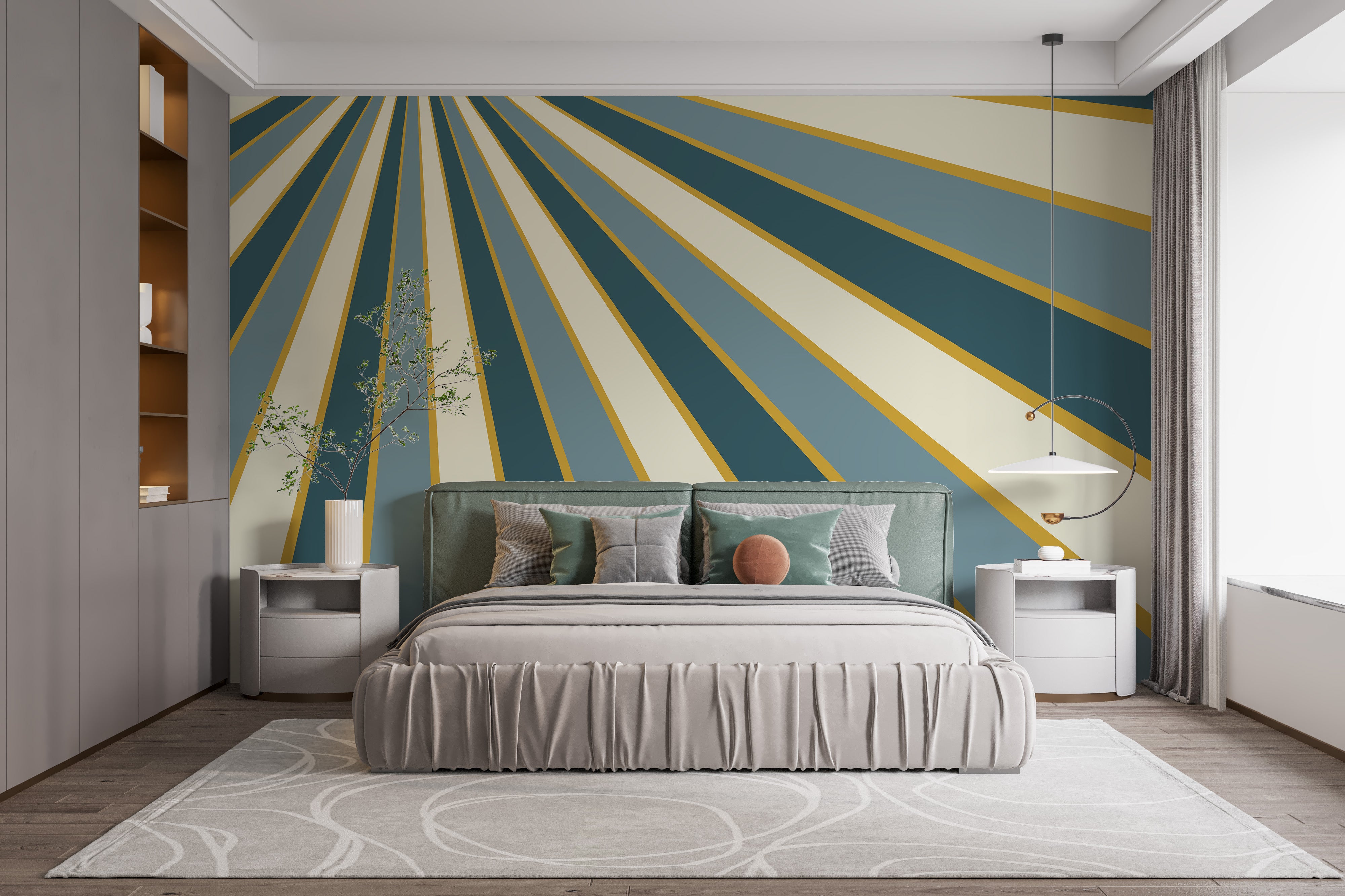 Creative striped pattern wallpaper mural
