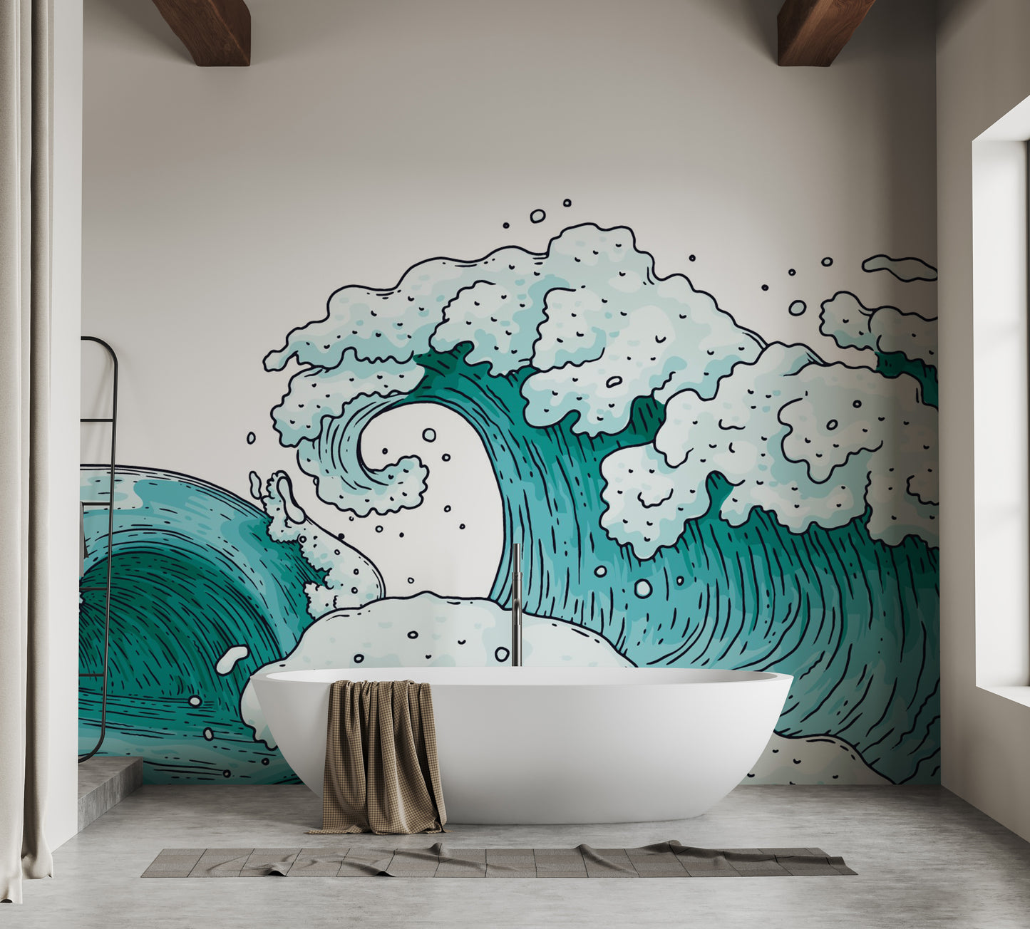 Ocean-inspired 3D mural wallpaper patterns
