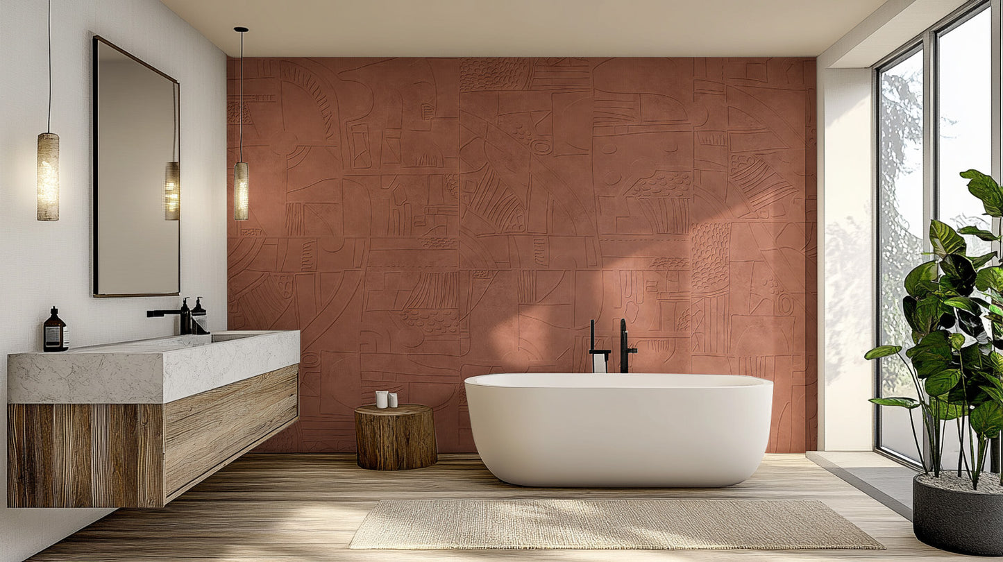 Modern Terracotta Textured Wallpaper Mural