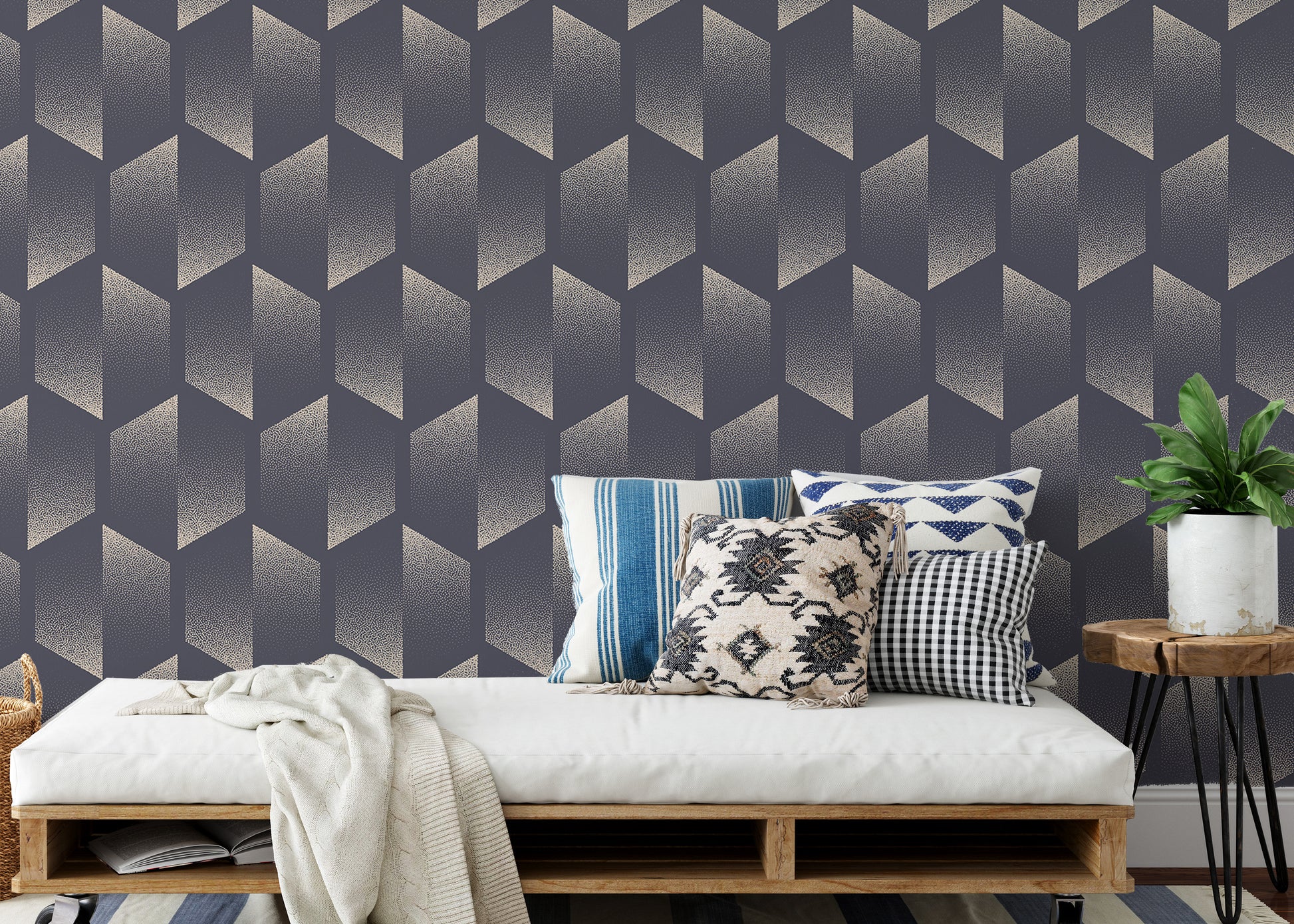 Geometric hexagon patterns in Deco vintage style.