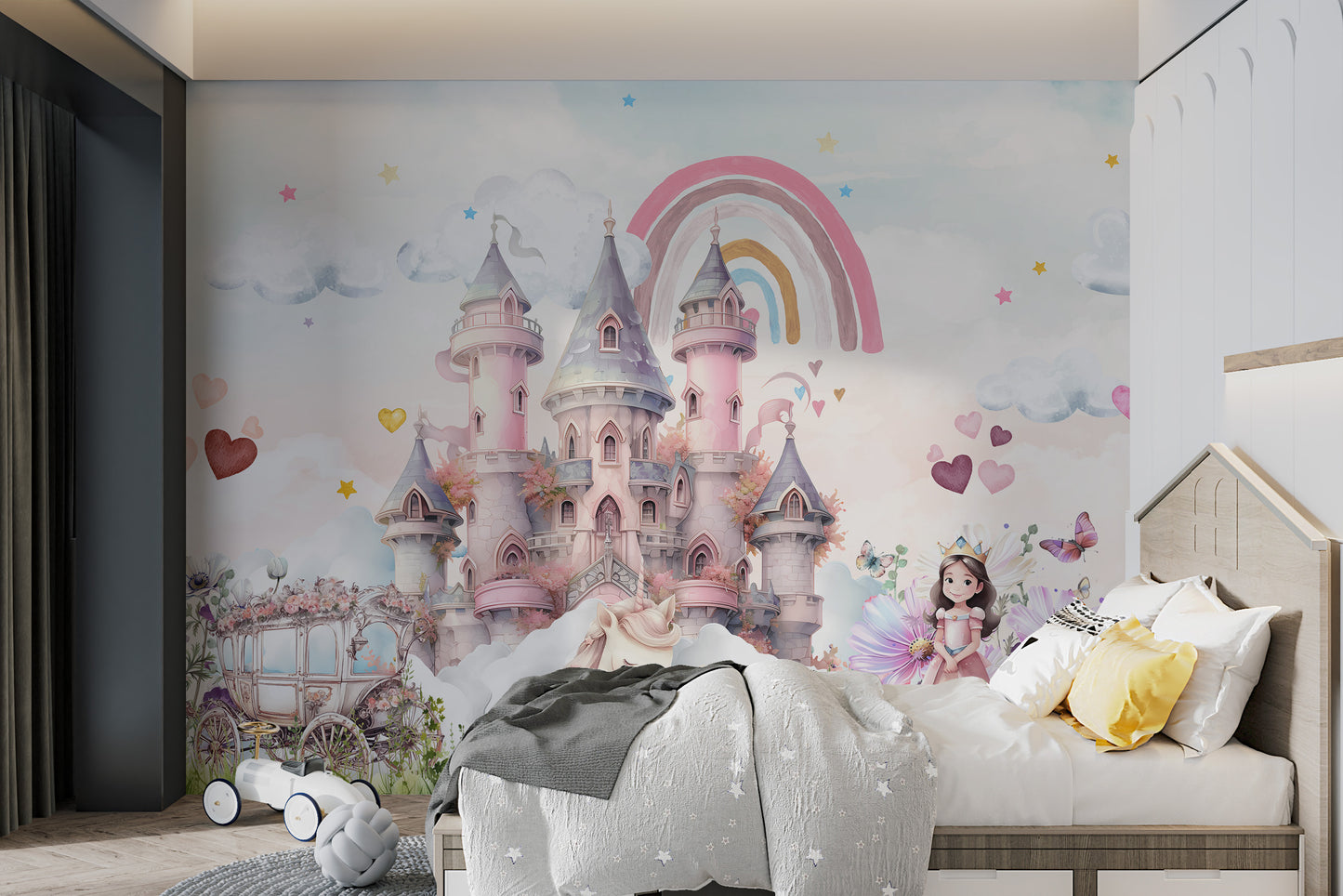 Princess Castle Unicorn Rainbow Wallpaper