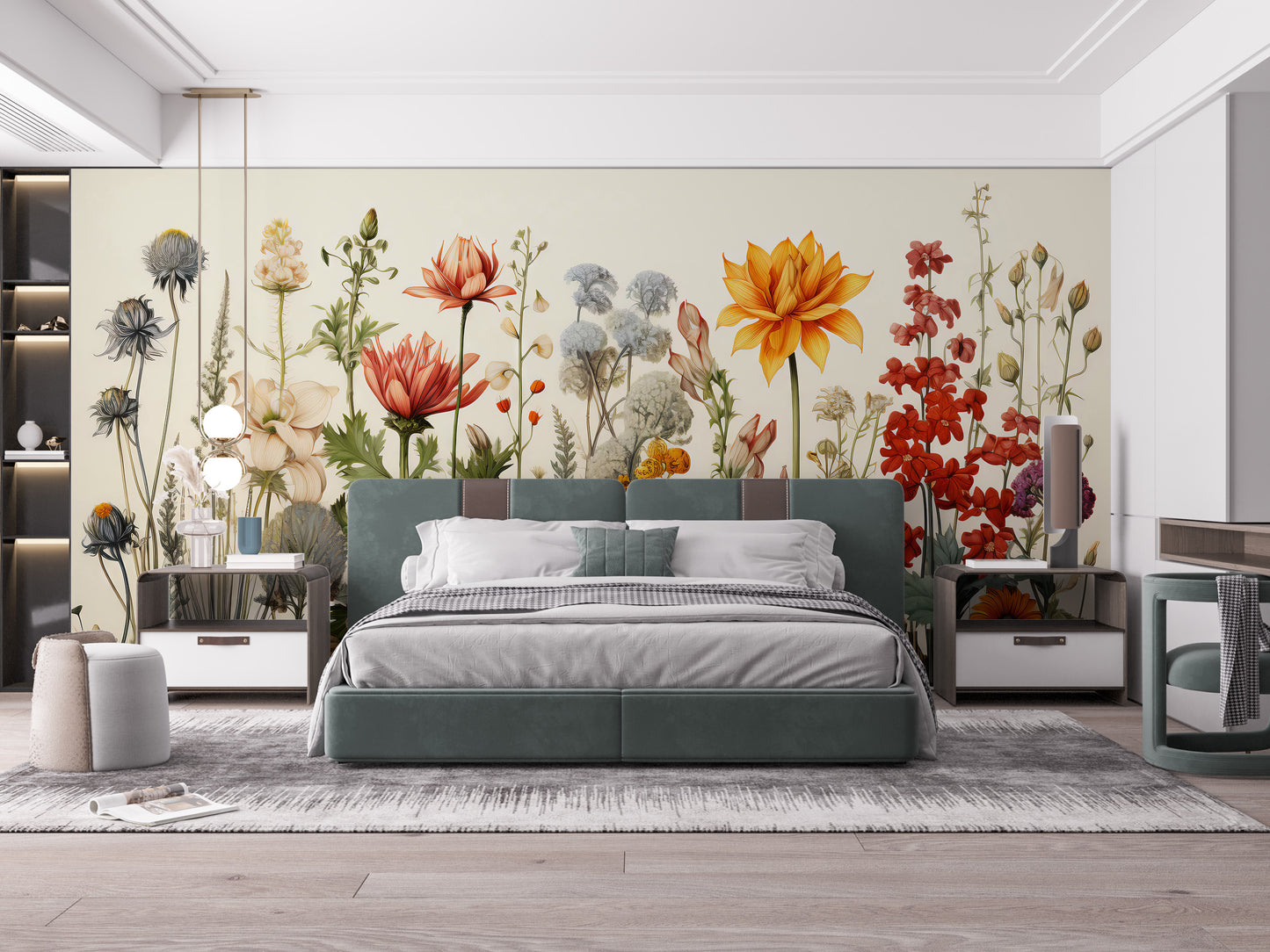 Decorative floral garden wallpaper mural for lively rooms