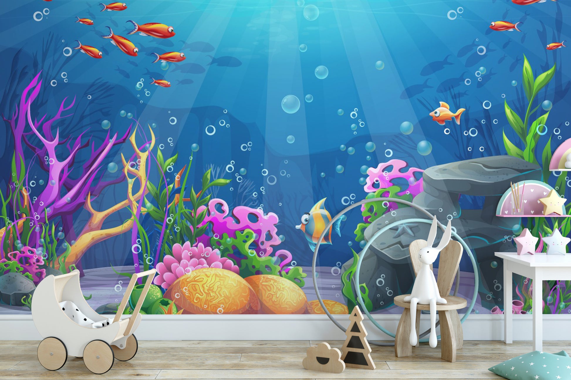 Serene underwater view wallpaper art
