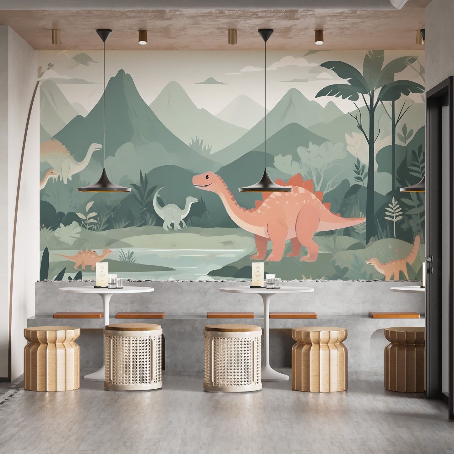 Exciting dinosaur world wallpaper for kids' rooms
