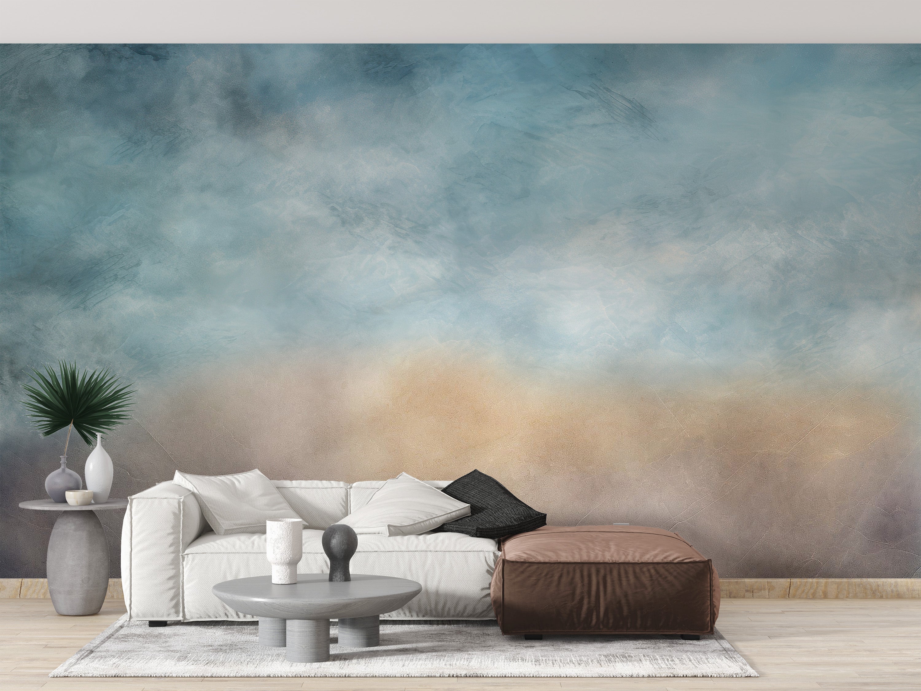 Elegant cloud ombre wallpaper in grey tones for rooms



