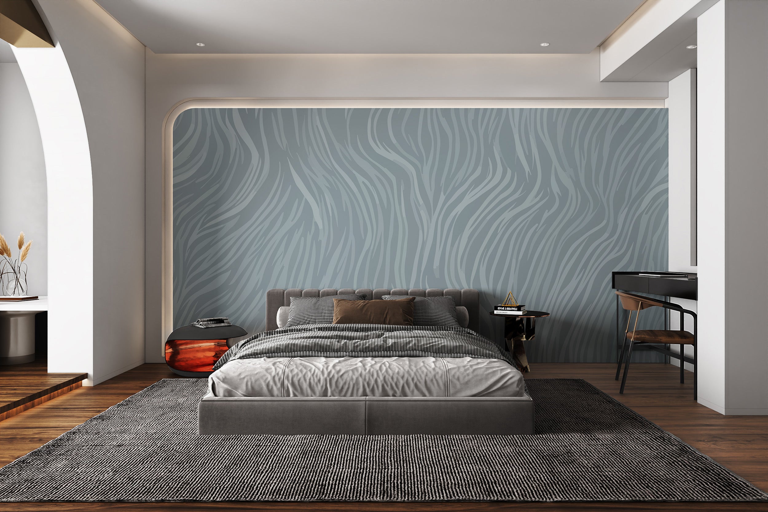 Modern pattern wallpaper with grey waves
