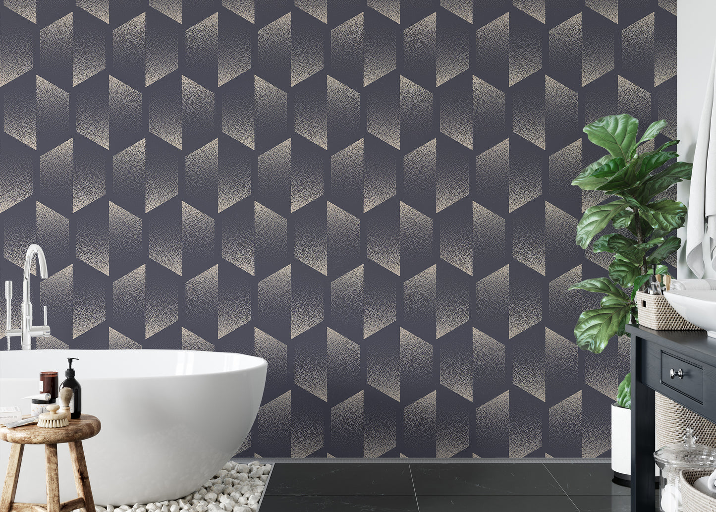 Decorative split hexagon Deco wallpaper decor.