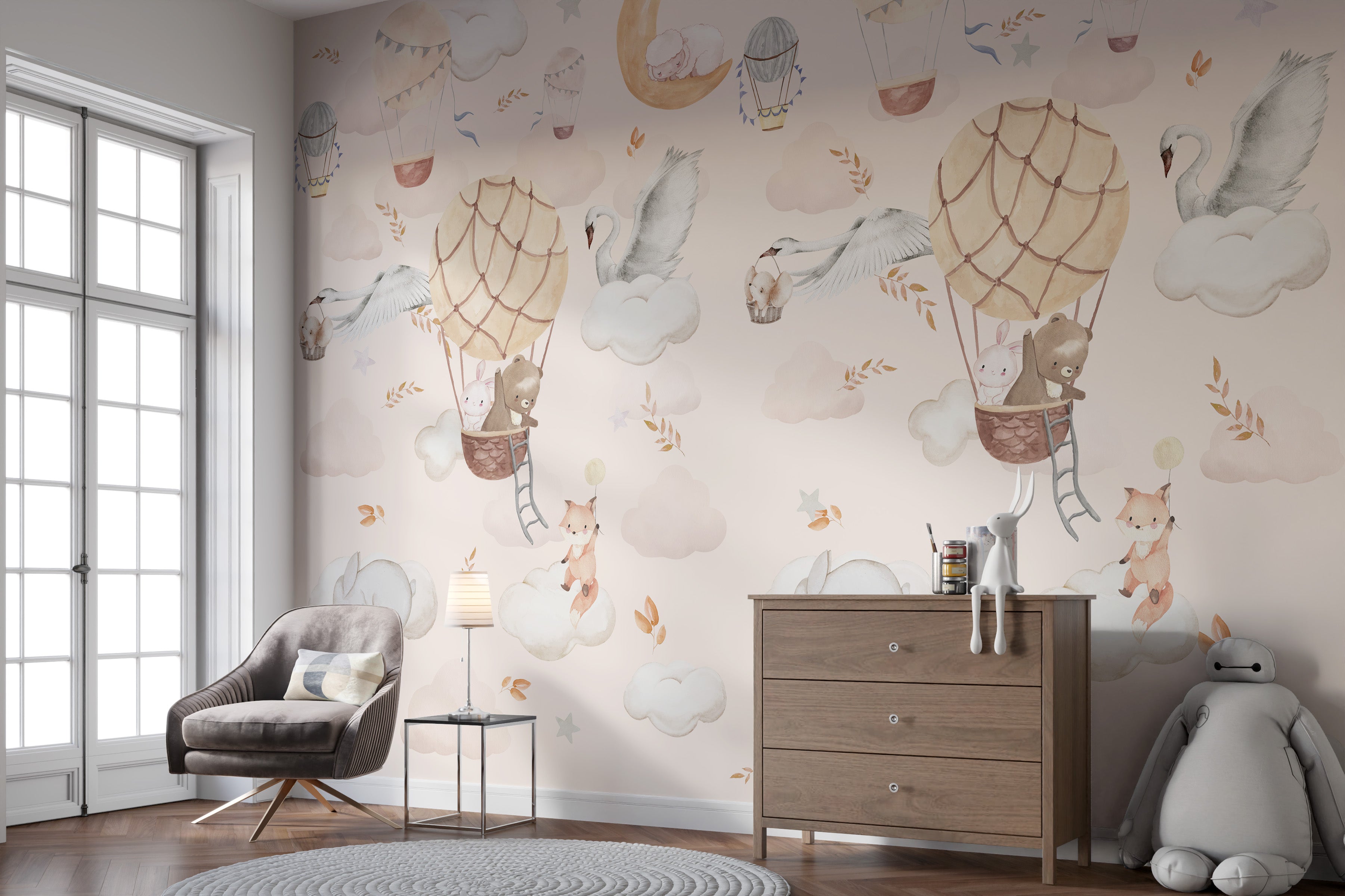 Balloon Adventure Wall Mural for a whimsical journey