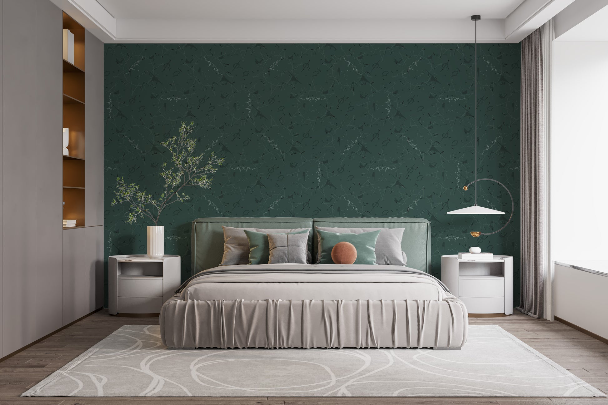 Modern green pattern wallpaper mural
