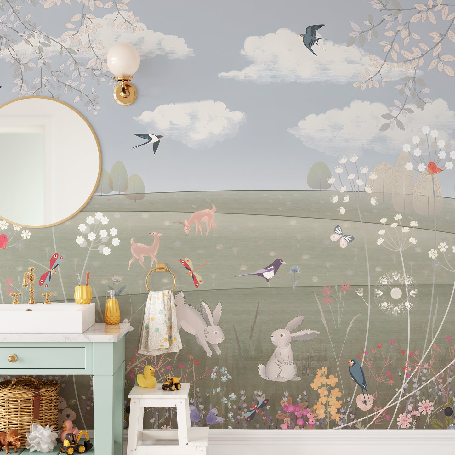 Whimsical Wonders Storybook Meadow Mural