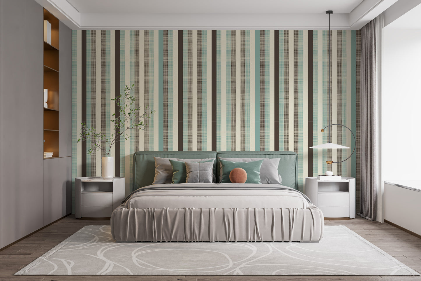 Soft pastel striped vintage mural design
