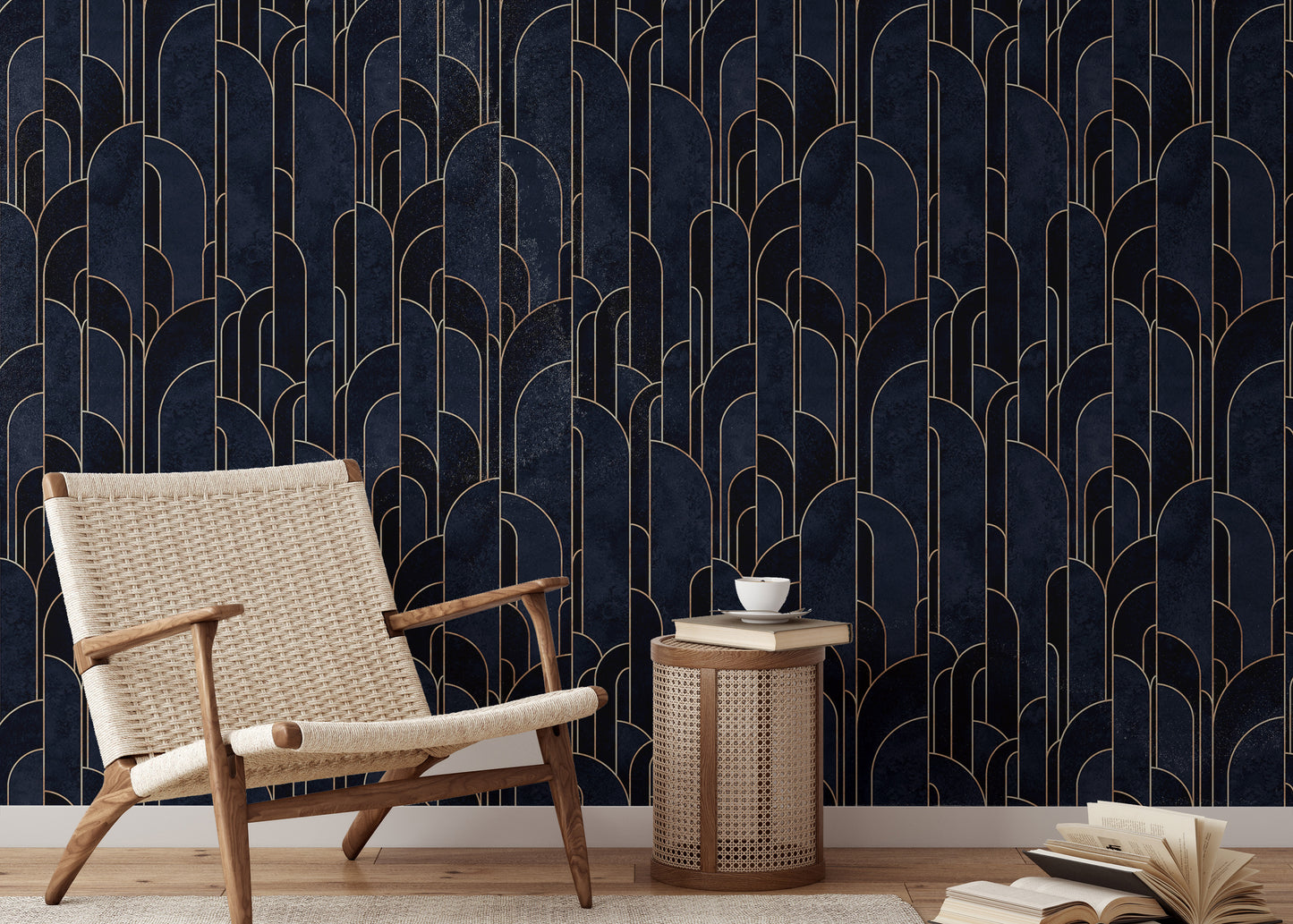 Dark blue self-adhesive Deco wallpaper for walls.