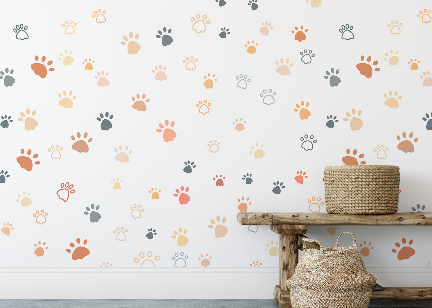 Fun repeat pattern featuring animal paw prints