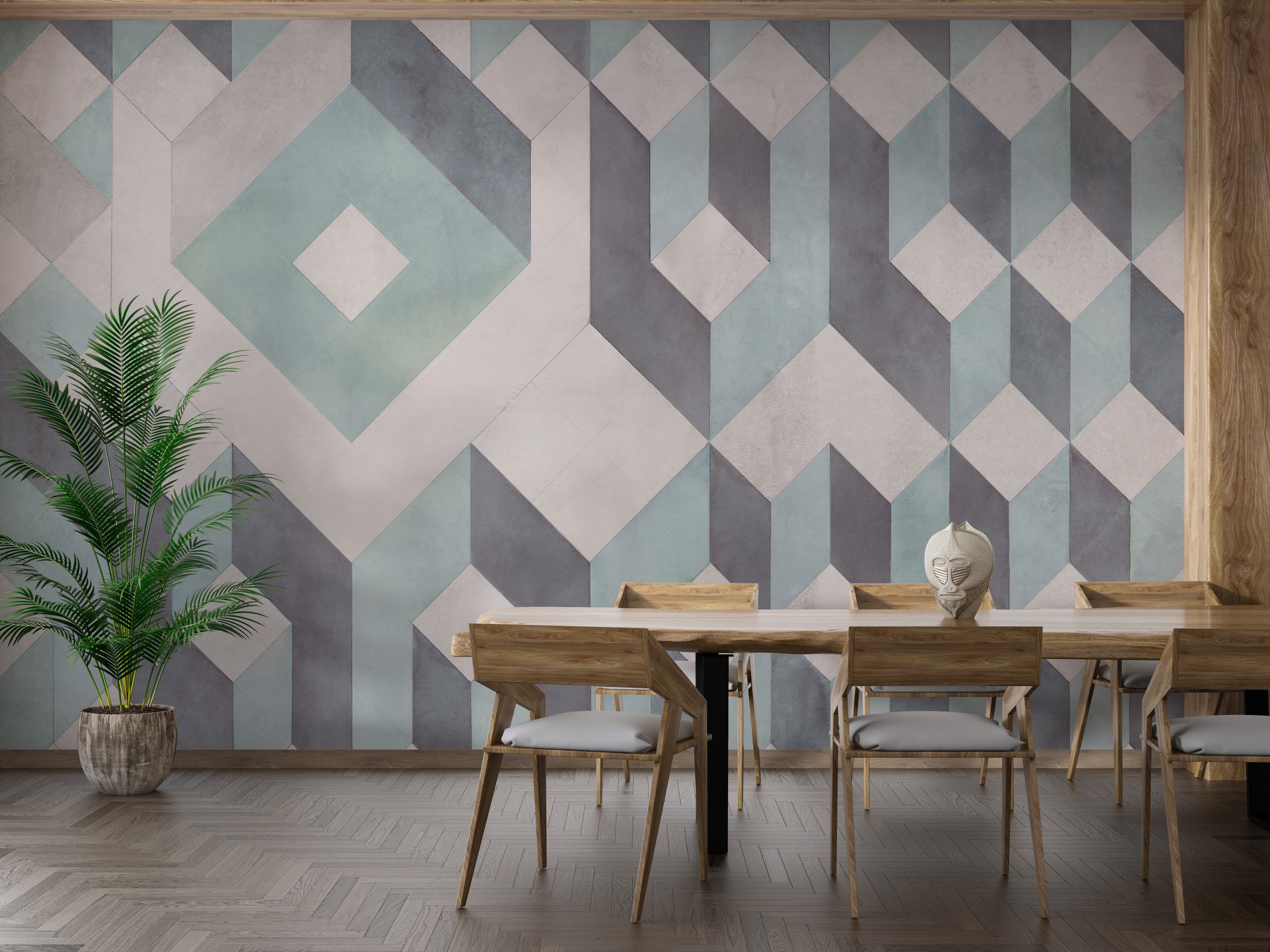 Interwoven lines forming a dynamic minimalist mural