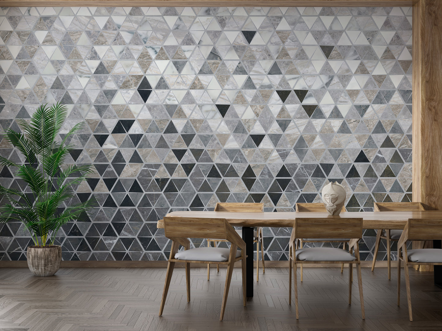 Dazzling glass-like tile pattern wallpaper mural