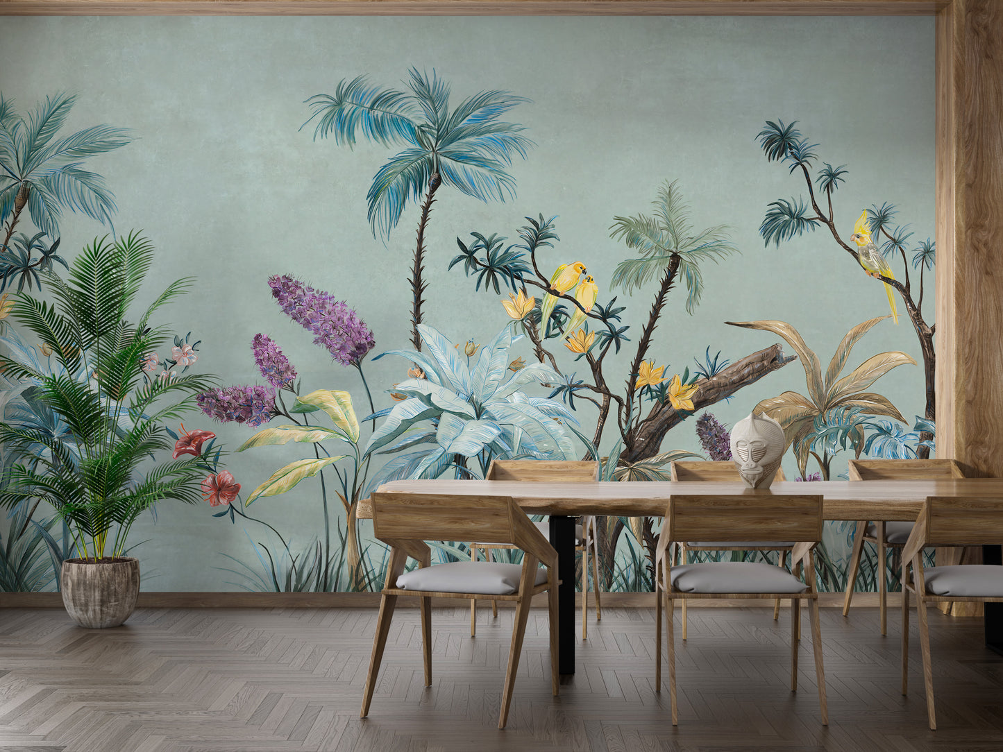 Modern boho floral wallpaper