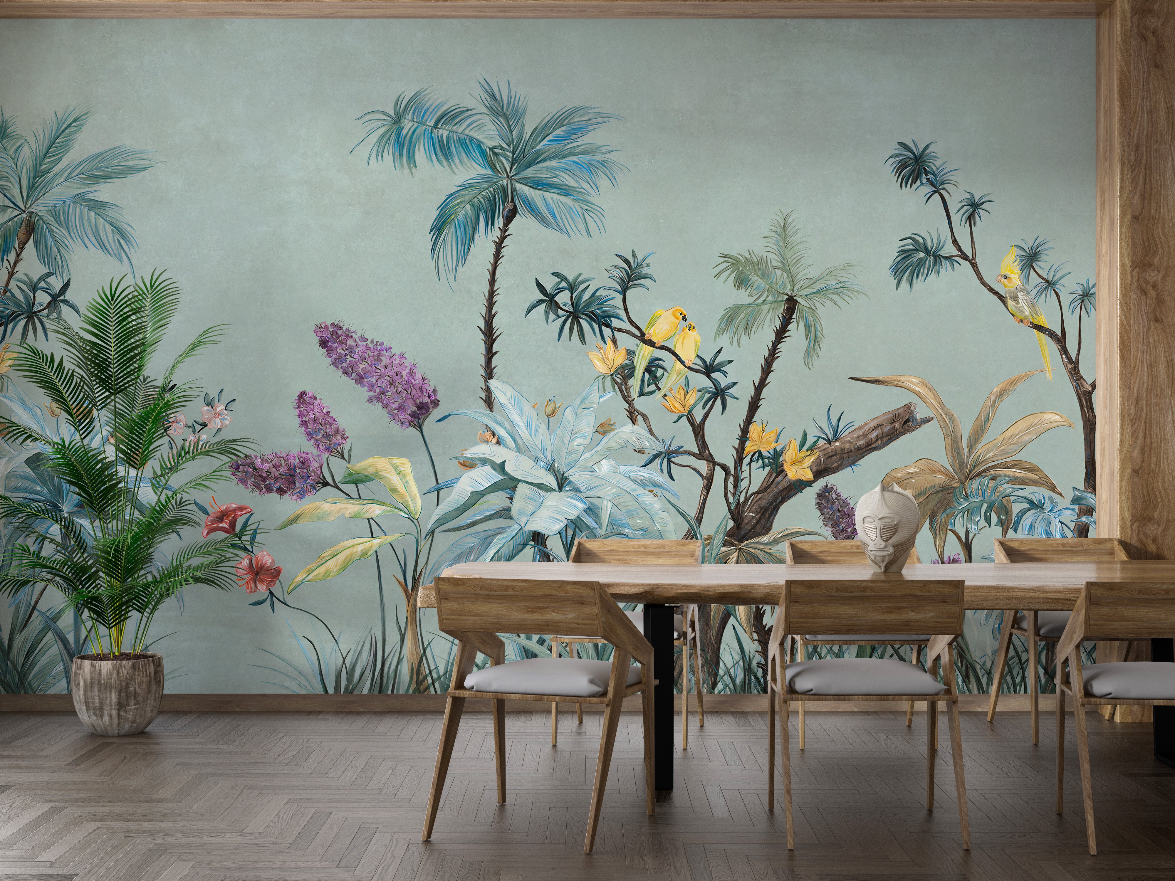 Modern boho floral wallpaper