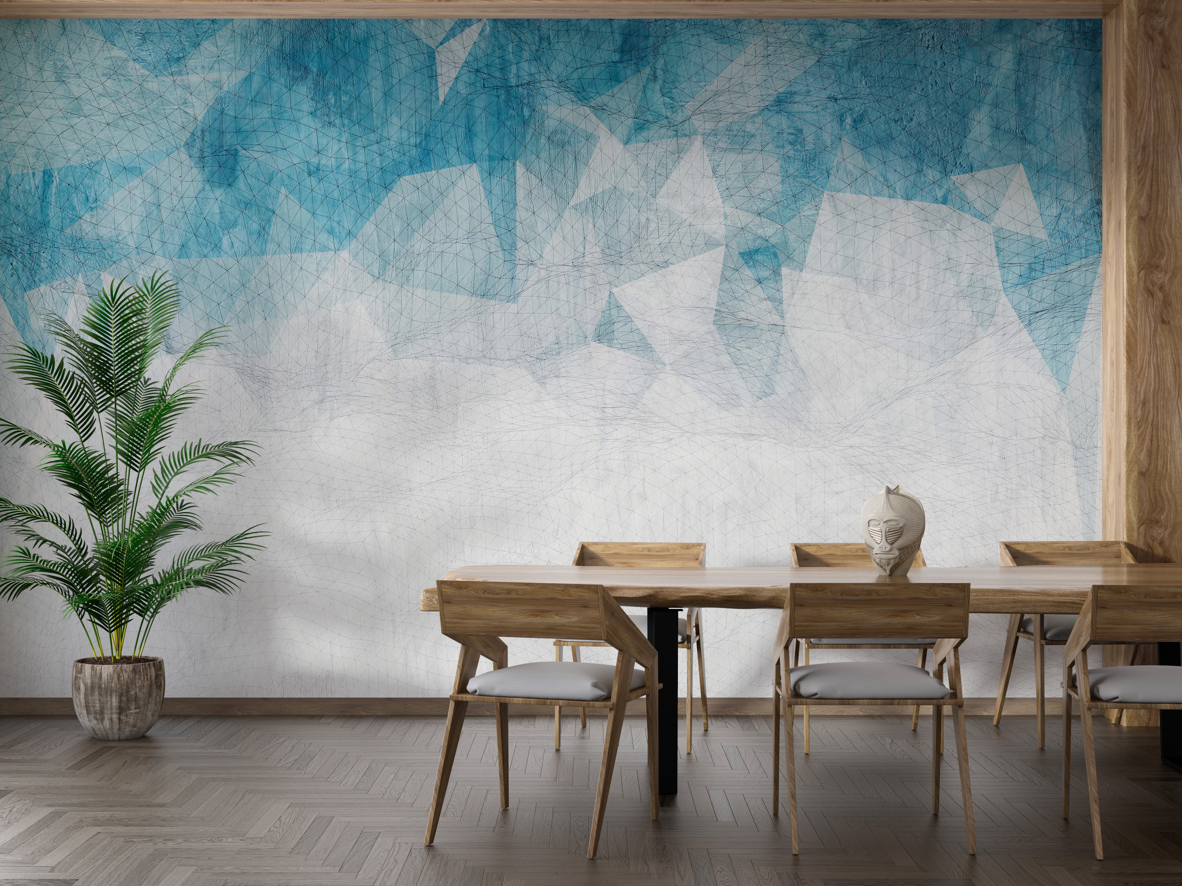 Textured teal crumbled mural