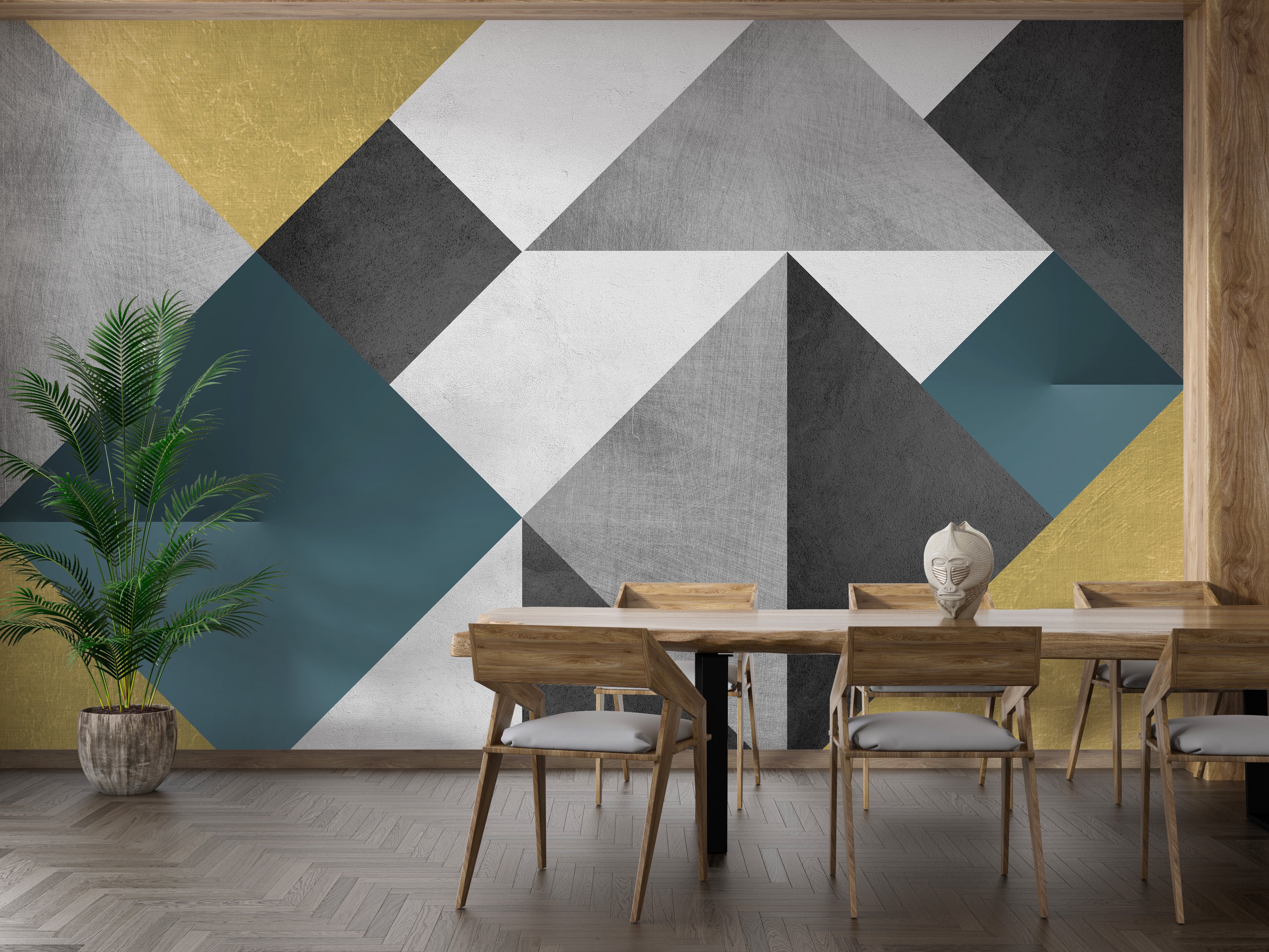 Abstract Multicolor Triangle Wallpaper for Interiors