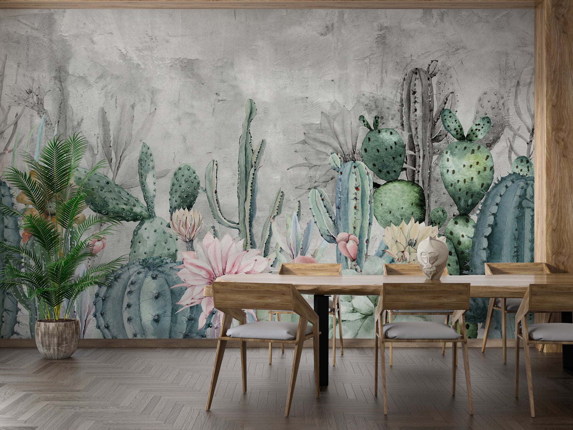 Spiky cacti desert mural