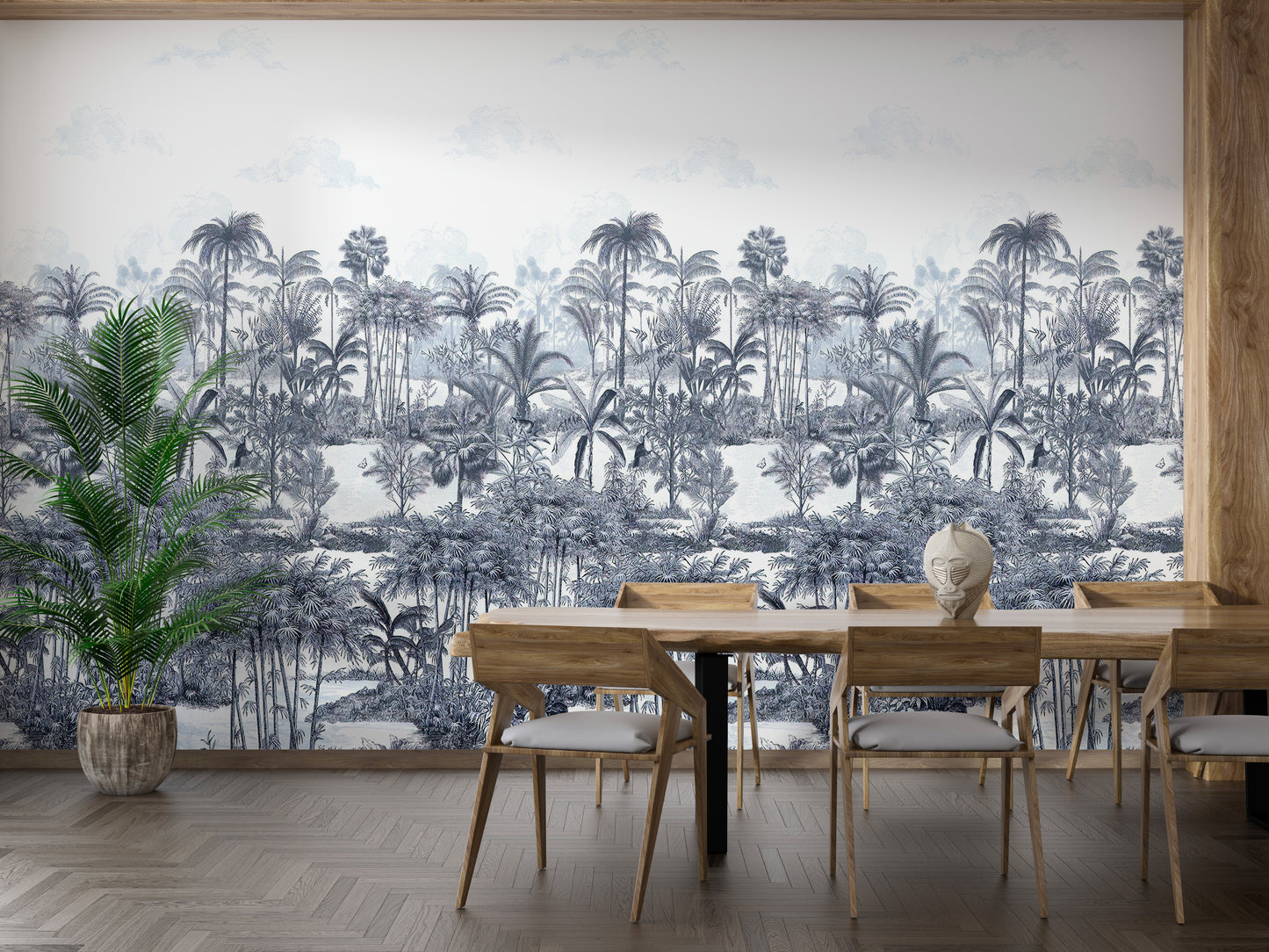 Tropical Forest Blue Wallpaper For Walls