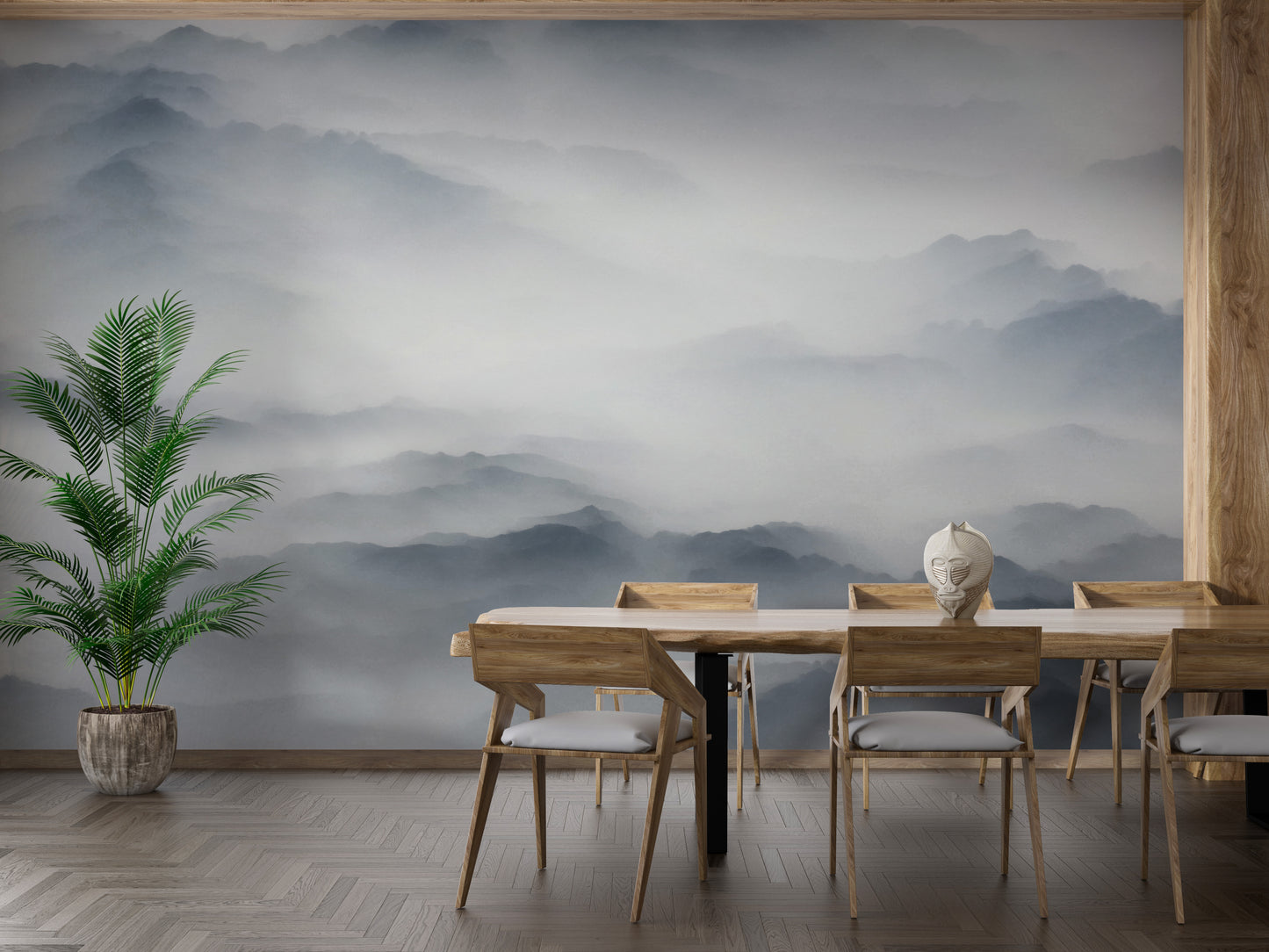 Misty hills wallpaper mural for modern walls
