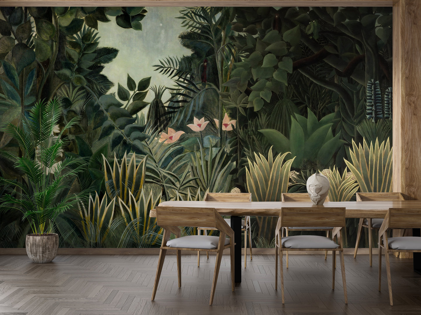 Elegant tropical forest wall decor mural
