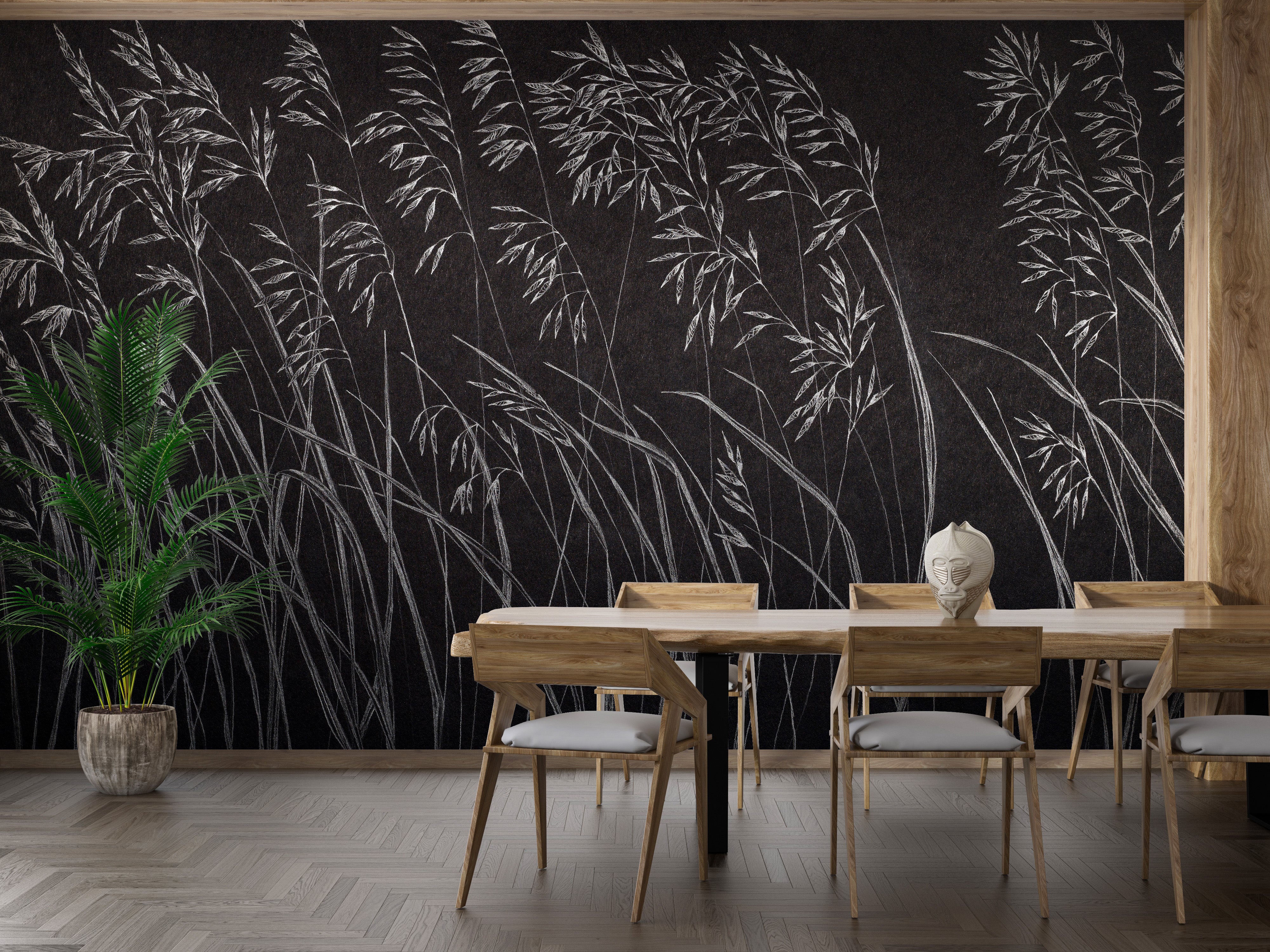 Sophisticated dark leaves wall decor idea
