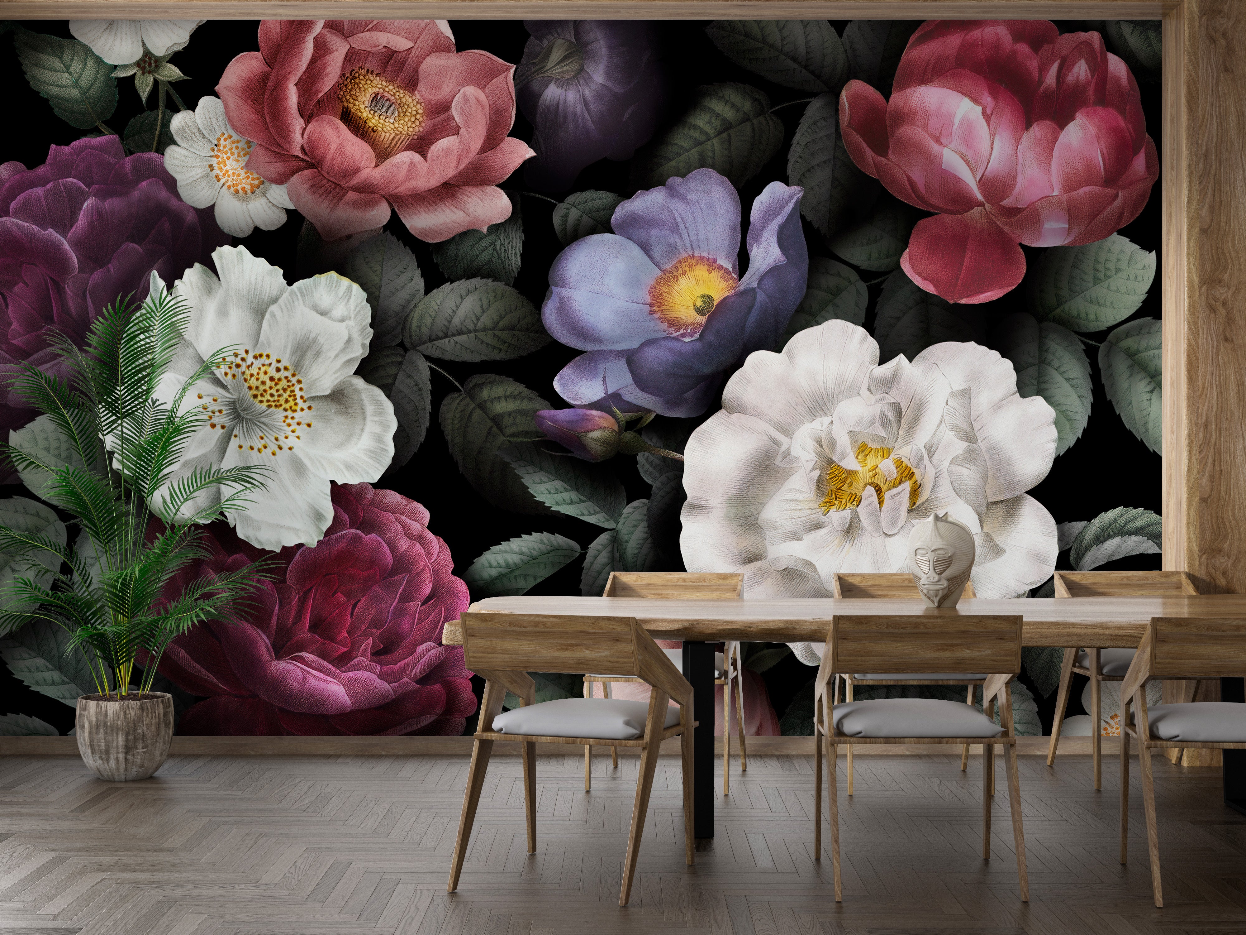 Colorful flowers wallpaper for accent walls
