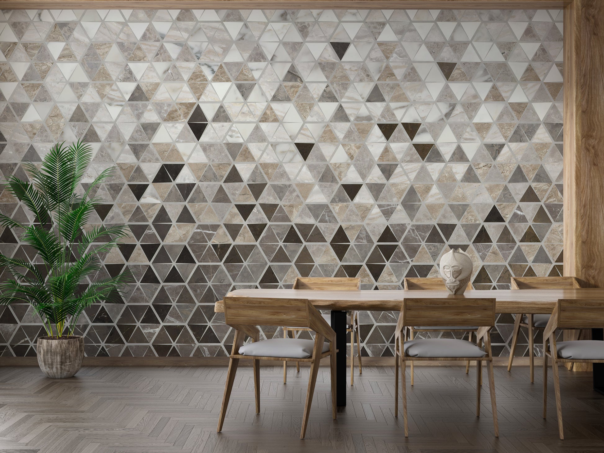 Gray terrazzo tile pattern wallpaper mural.
