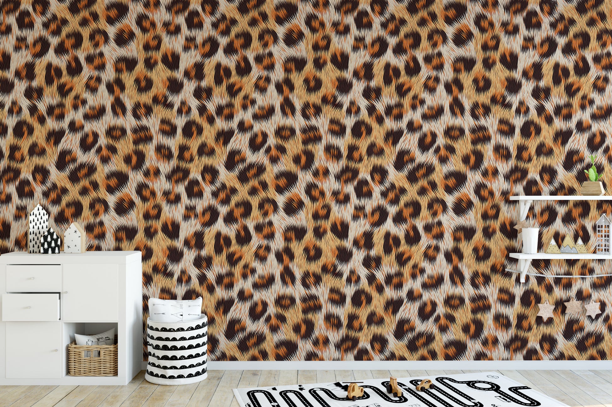 Bold and stylish wallpaper with leopard skin print