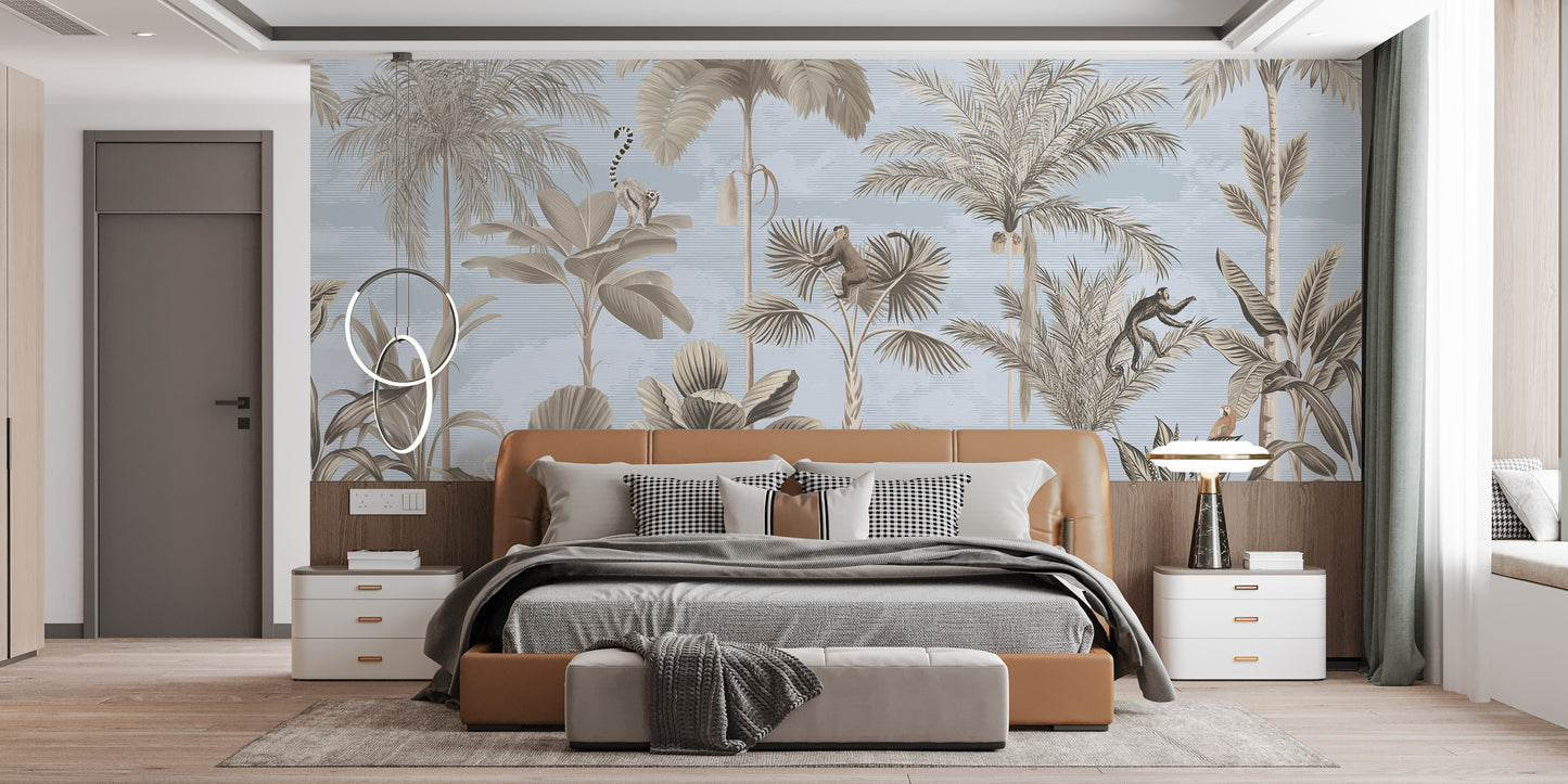 Tropical paradise peel-off mural for bold wall accents