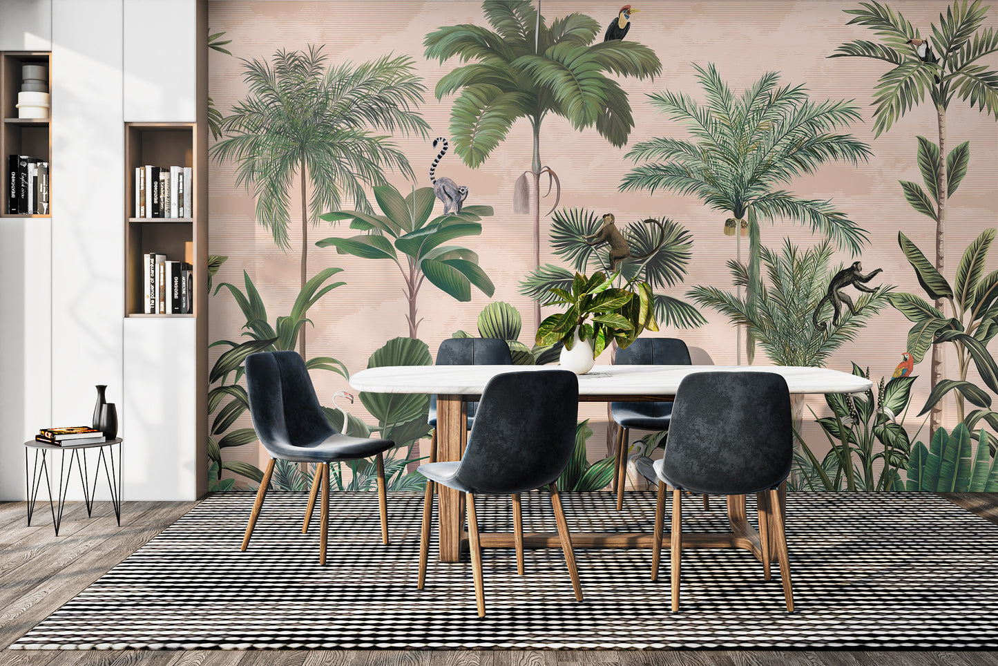 Nature-themed green forest mural for stylish wall decor