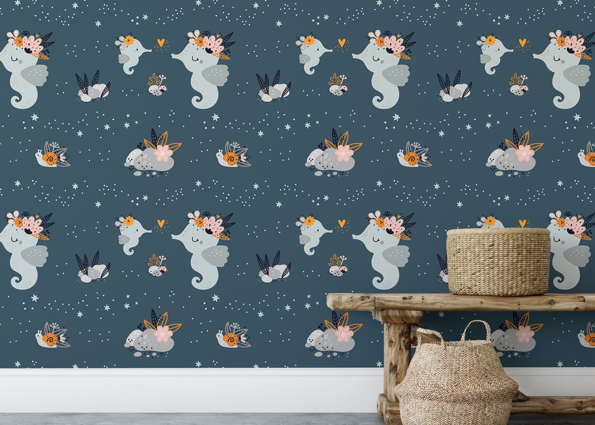 Playful baby sea animal design for charming walls