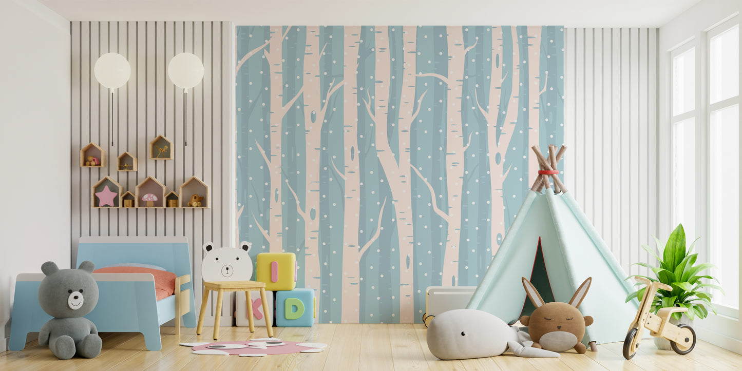 Frosty Blue Forest Scenic Wall Murals